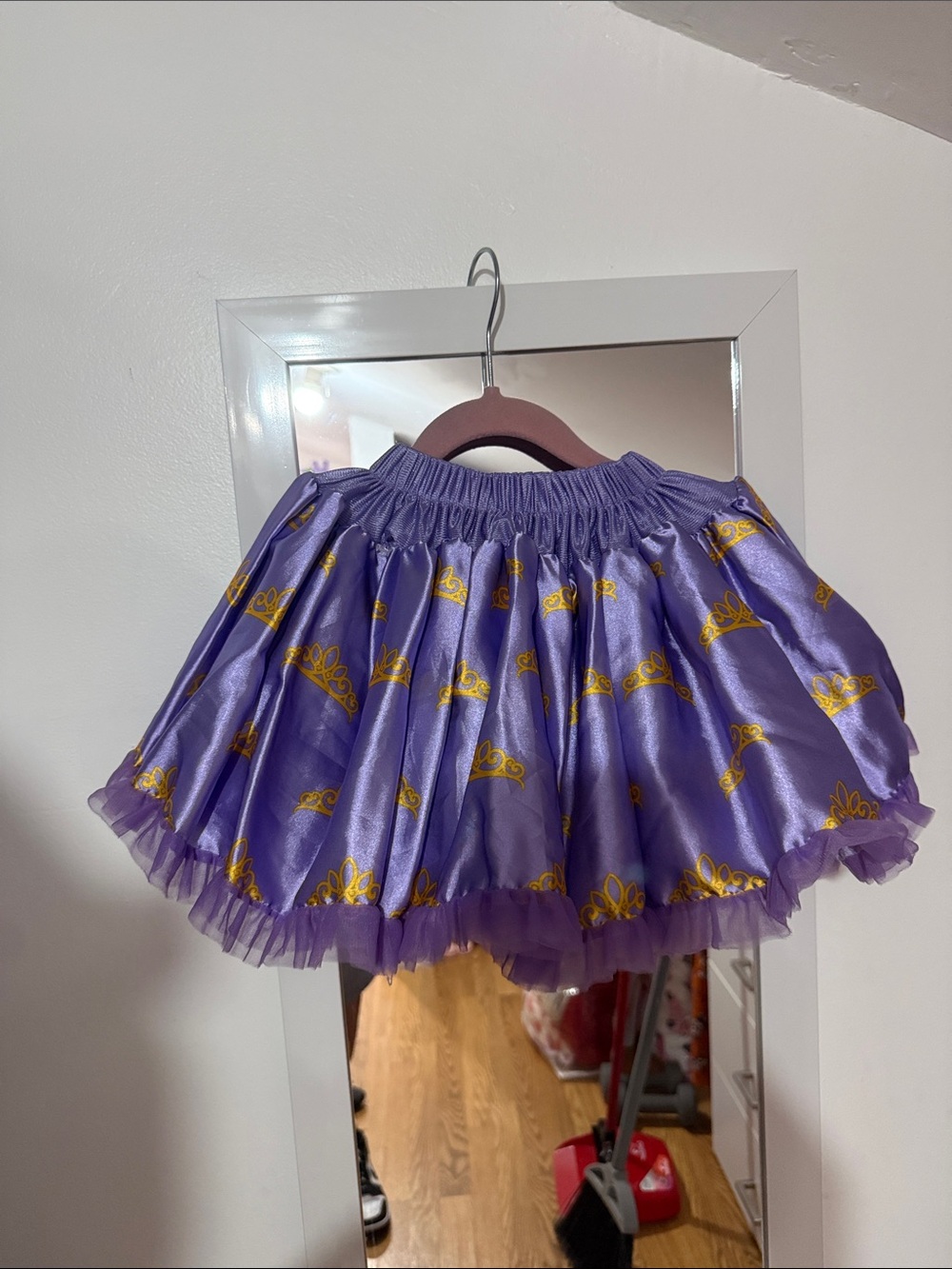 Disney Purple Satin Tulle Skirt with Gold Tiara Print (Rapunzel)